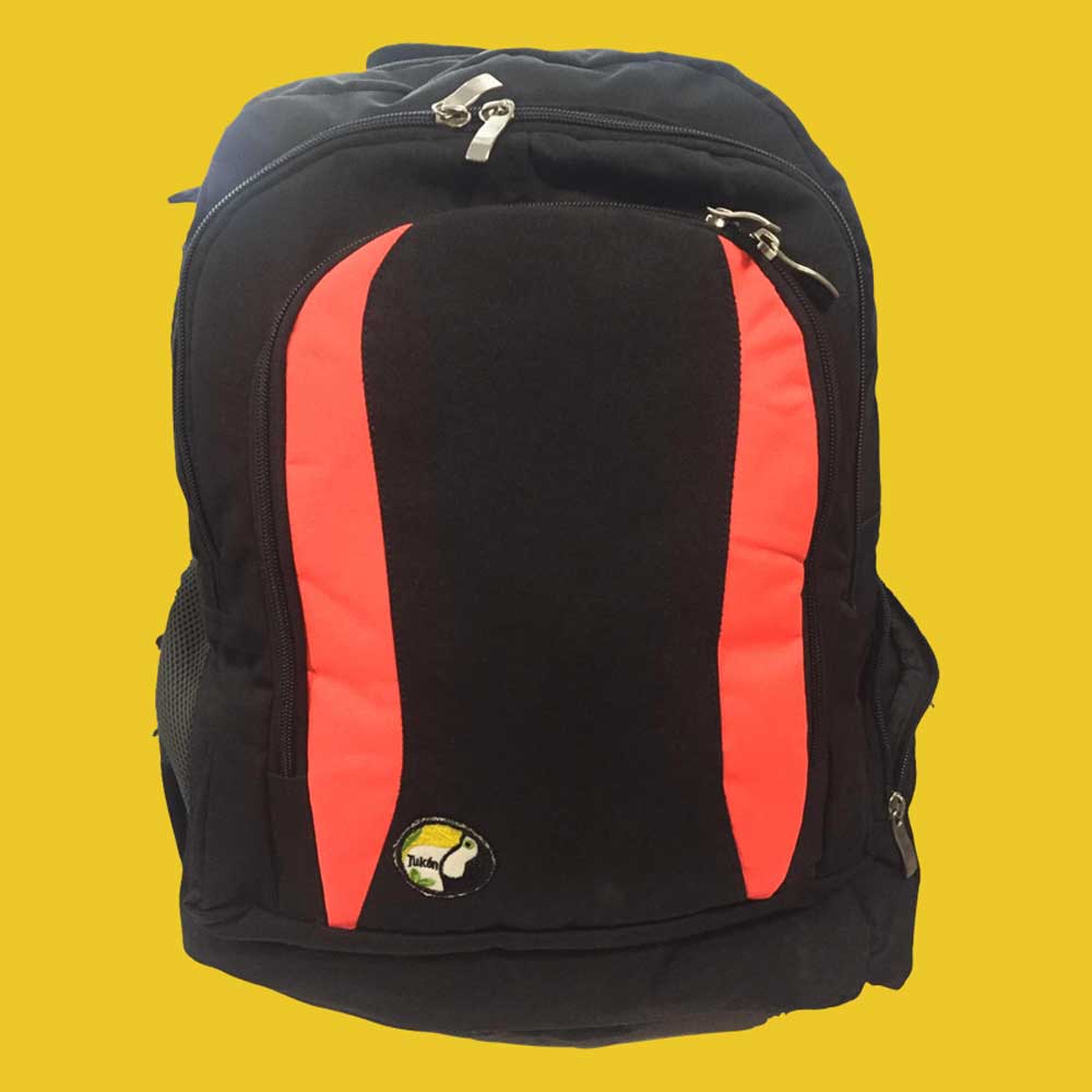Morral negro con rojo Tukan
